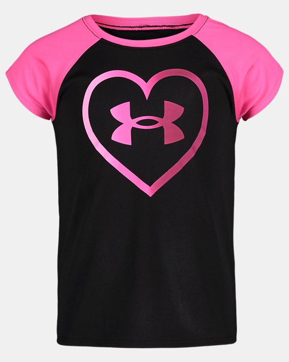 Girls' Pre-School UA Heart Logo Short Sleeve, Black, pdpMainDesktop image number 0